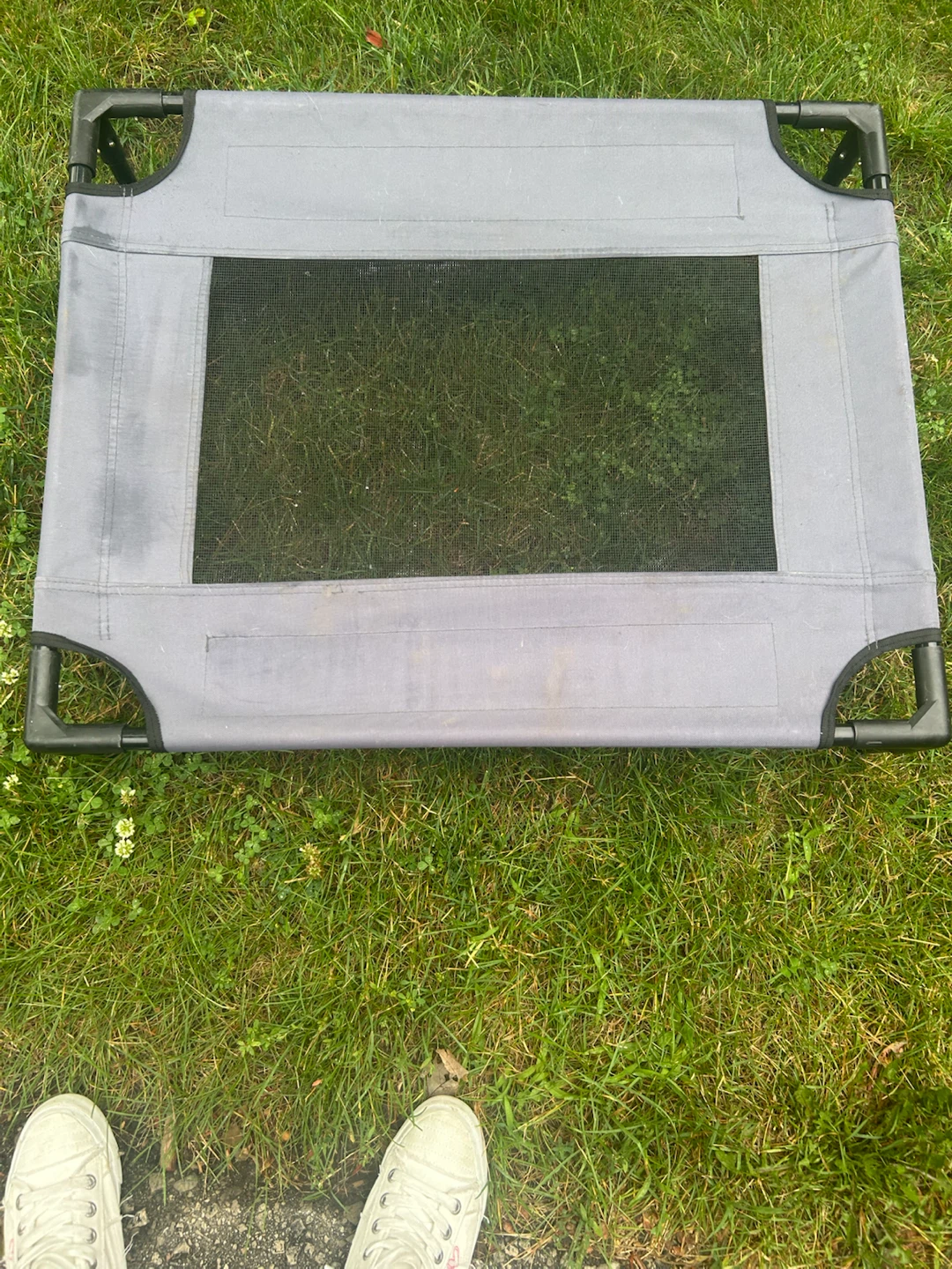 Grey Elevated Pet Bed with Mesh Centre