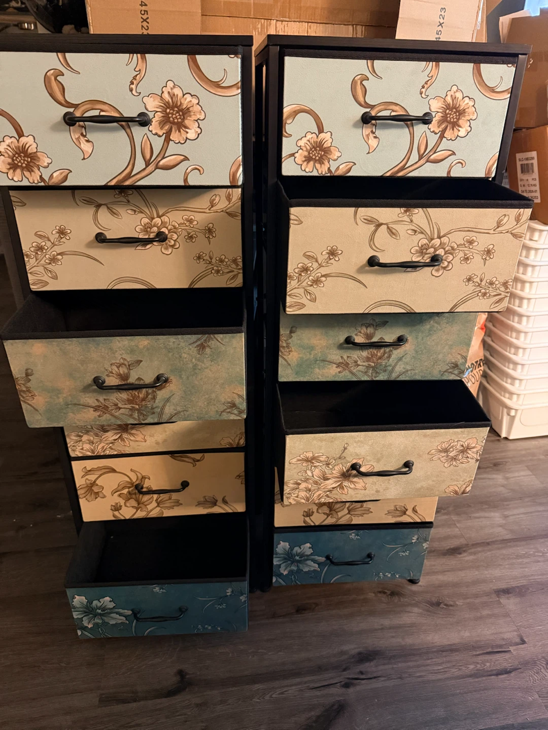 Five Drawer Storage Units with Floral Pattern - photo 2
