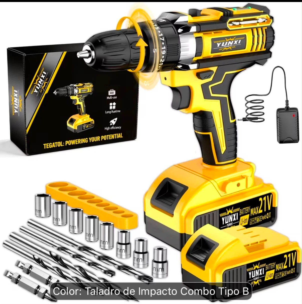 YUNXI 21V Cordless Impact Drill Combo