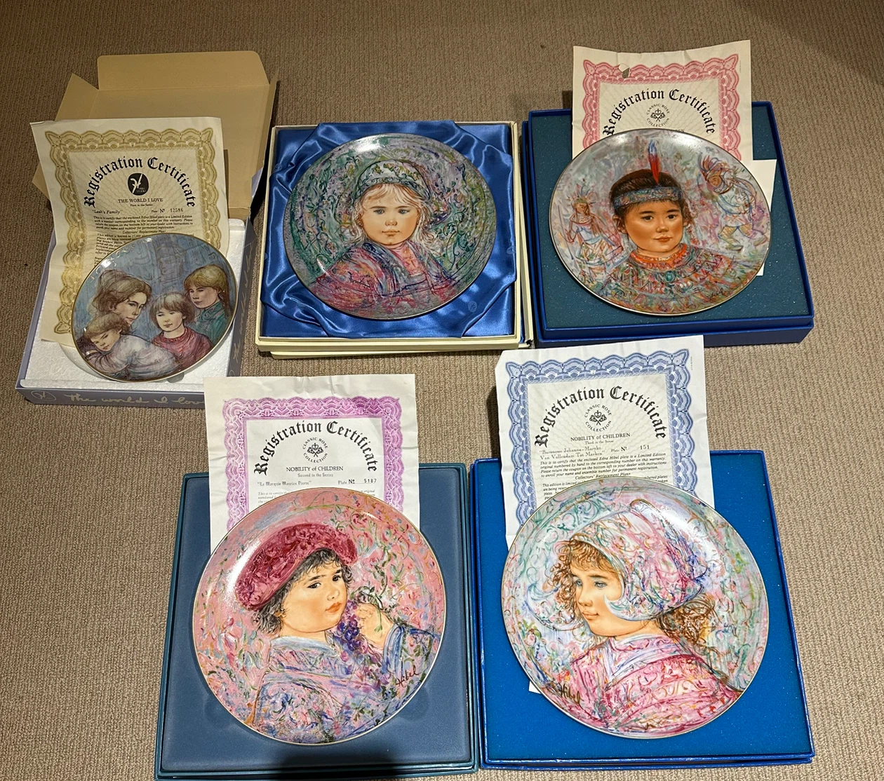 Edna Hibel Nobility of Children Collector Plate Set