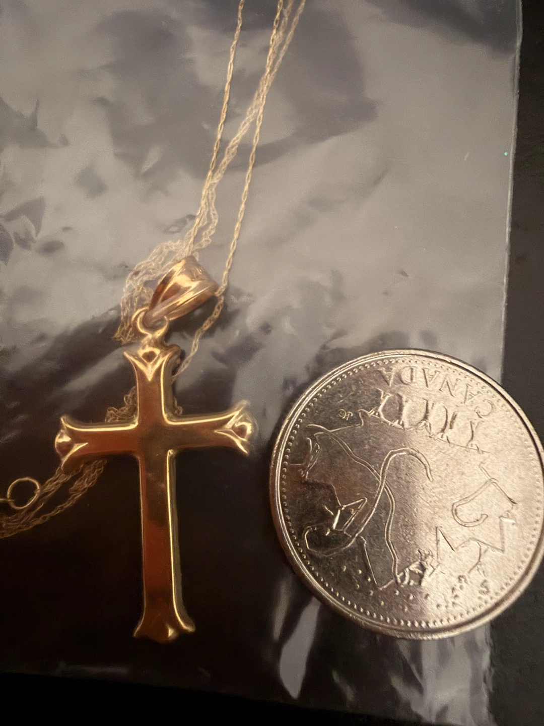 14 k Gold Cross Necklace Pendant 10k chain