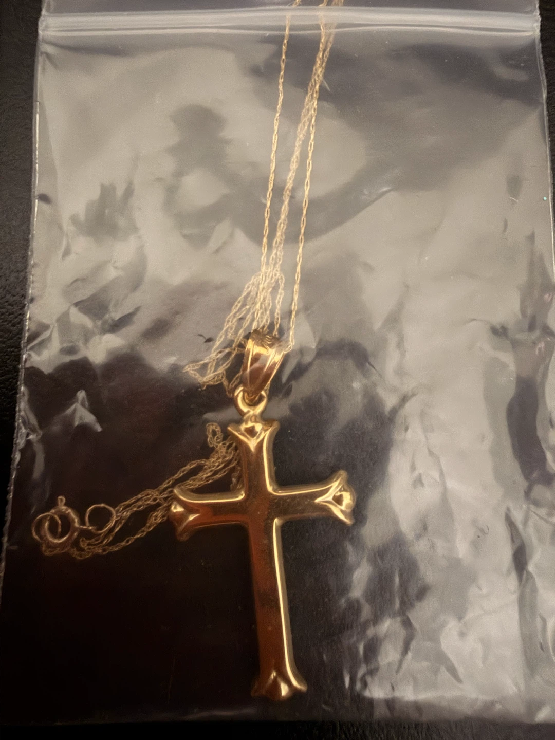 14 k Gold Cross Necklace Pendant 10k chain - photo 2