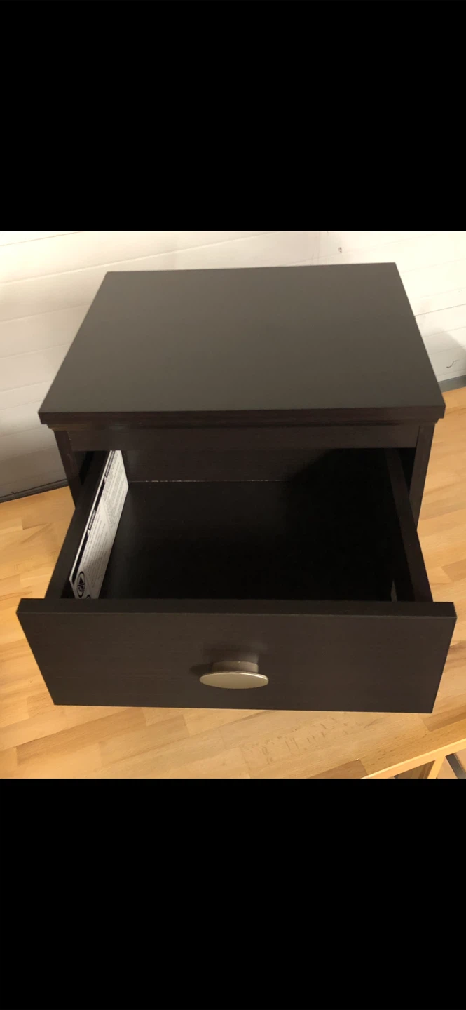 Dark Brown Nightstand with Drawer and Shelf - photo 2