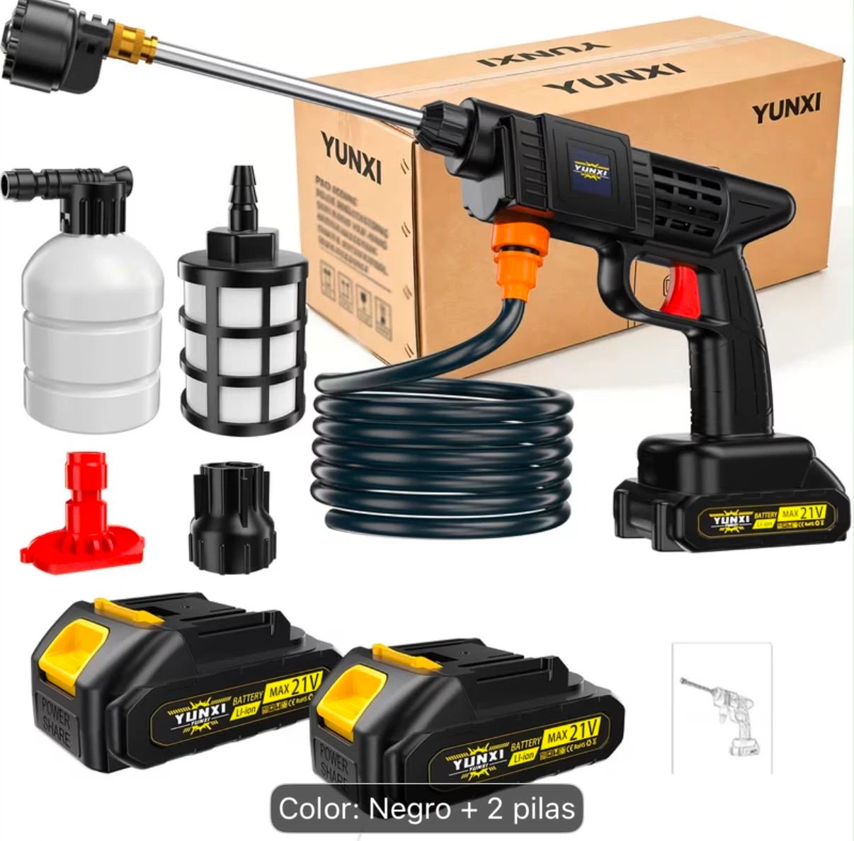 YUNXI Cordless Pressure Washer with 2x 21V Batteries