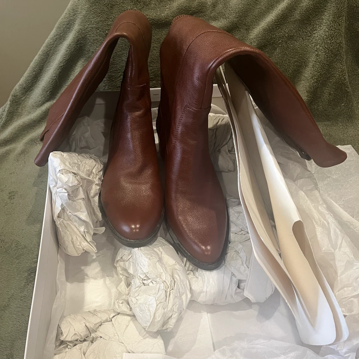 Calvin Klein Women's Brown Leather Ankle Boots