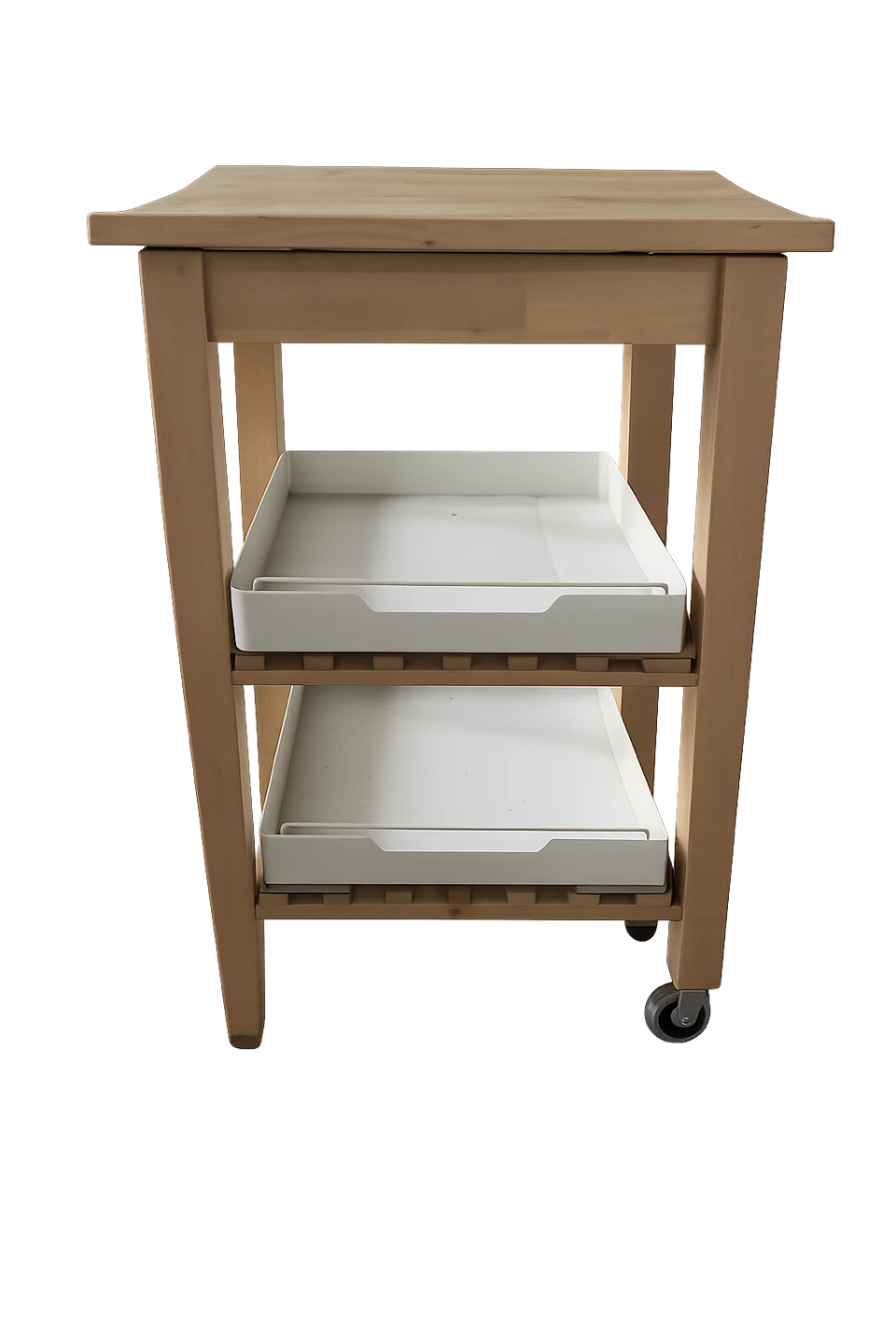 Free IKEA Wooden Kitchen Cart with 2 White shelves