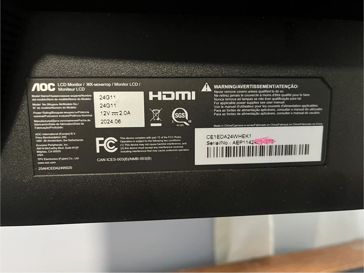 AOC 180hz gaming monitor -HDMI included - photo 4
