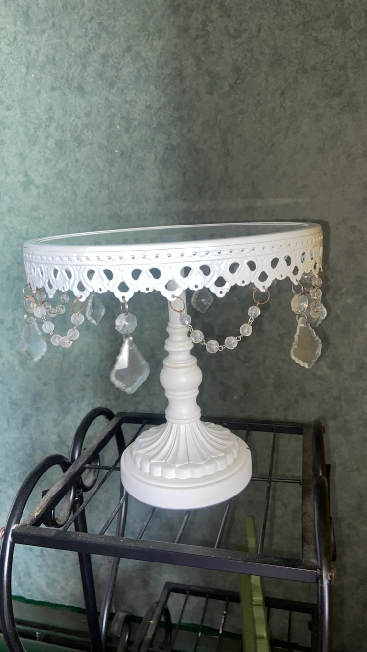 White decorative cake stand with crystals - photo 2