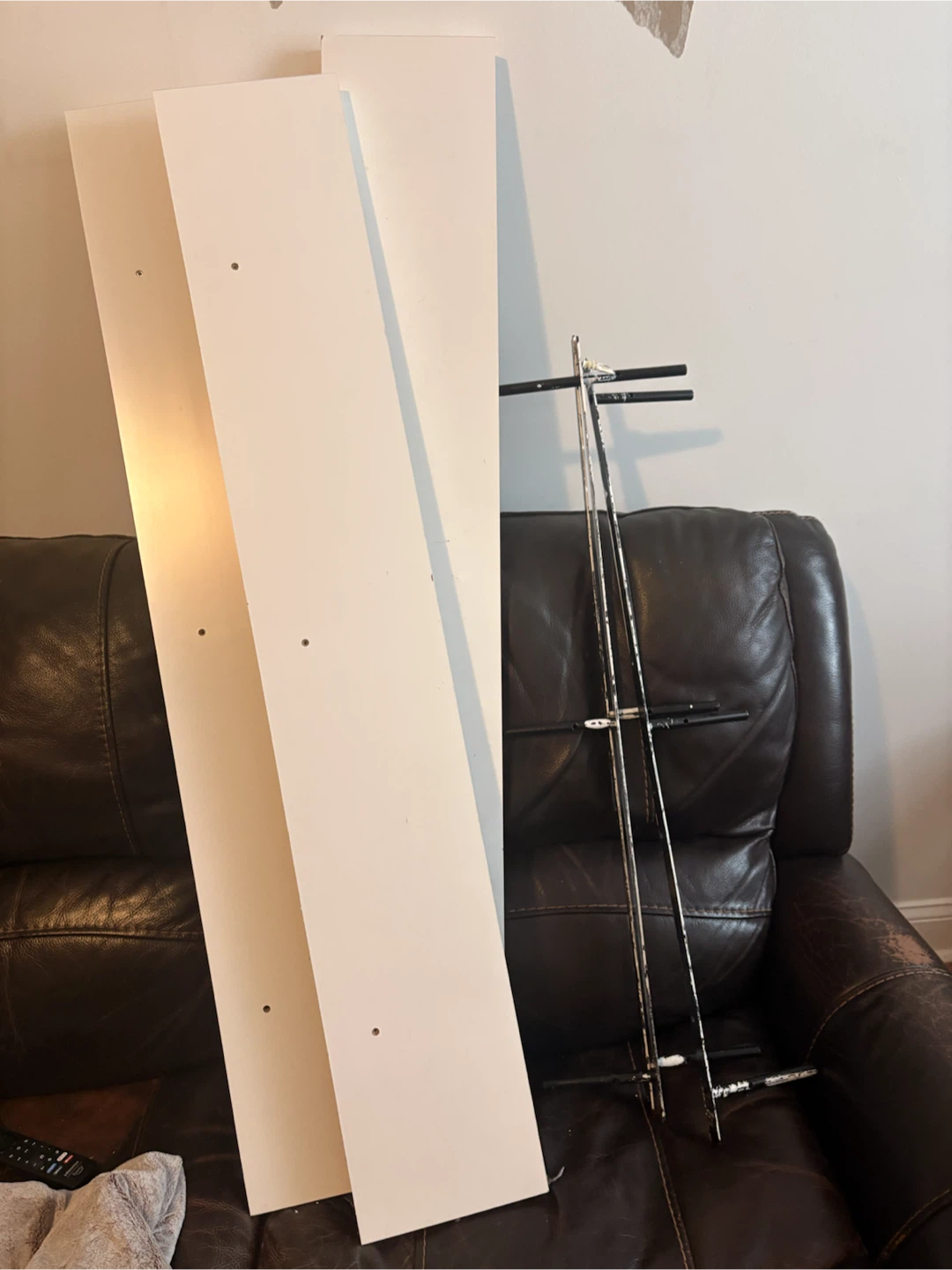 3 shelves for the wall. They are 4 feet long and 8 inches wide