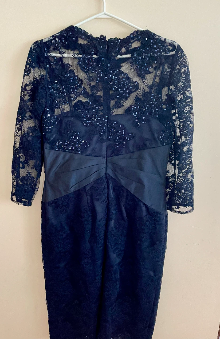 Navy Blue Lace Dress with Sequins - photo 2