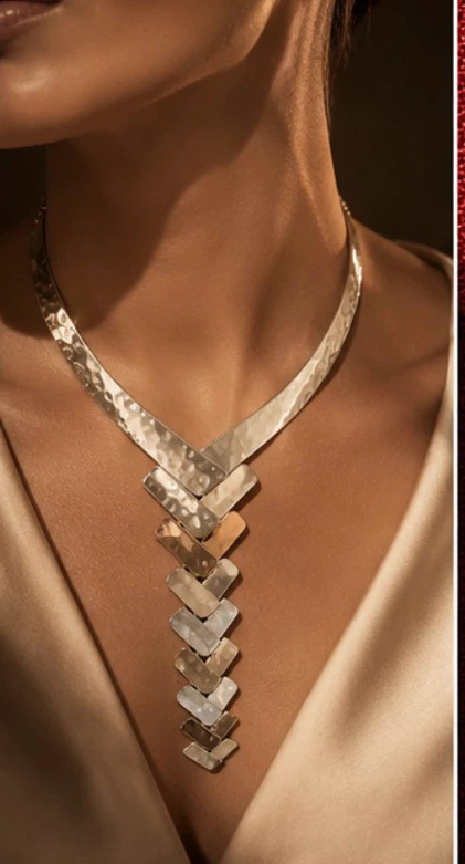 Gold Tone Mixed Metal Statement Necklace