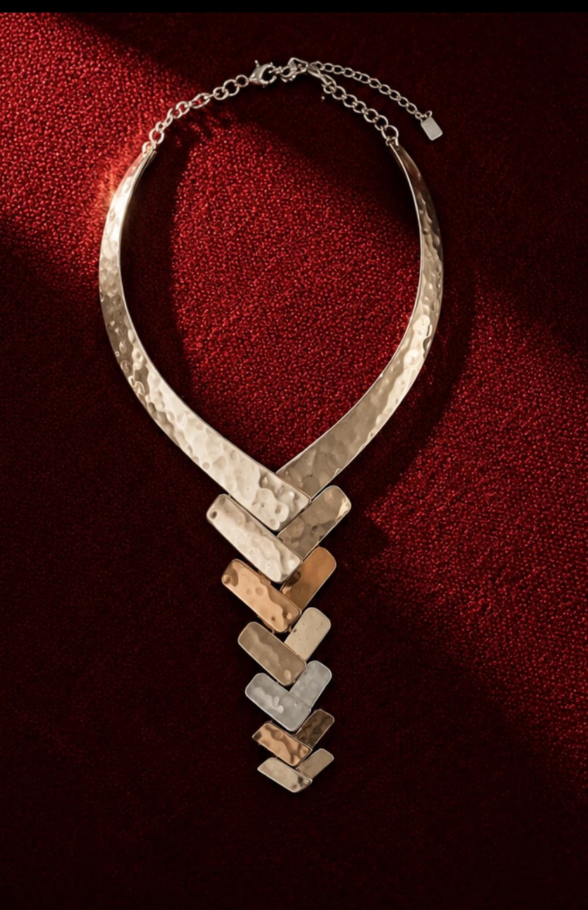 Gold Tone Mixed Metal Statement Necklace - photo 2