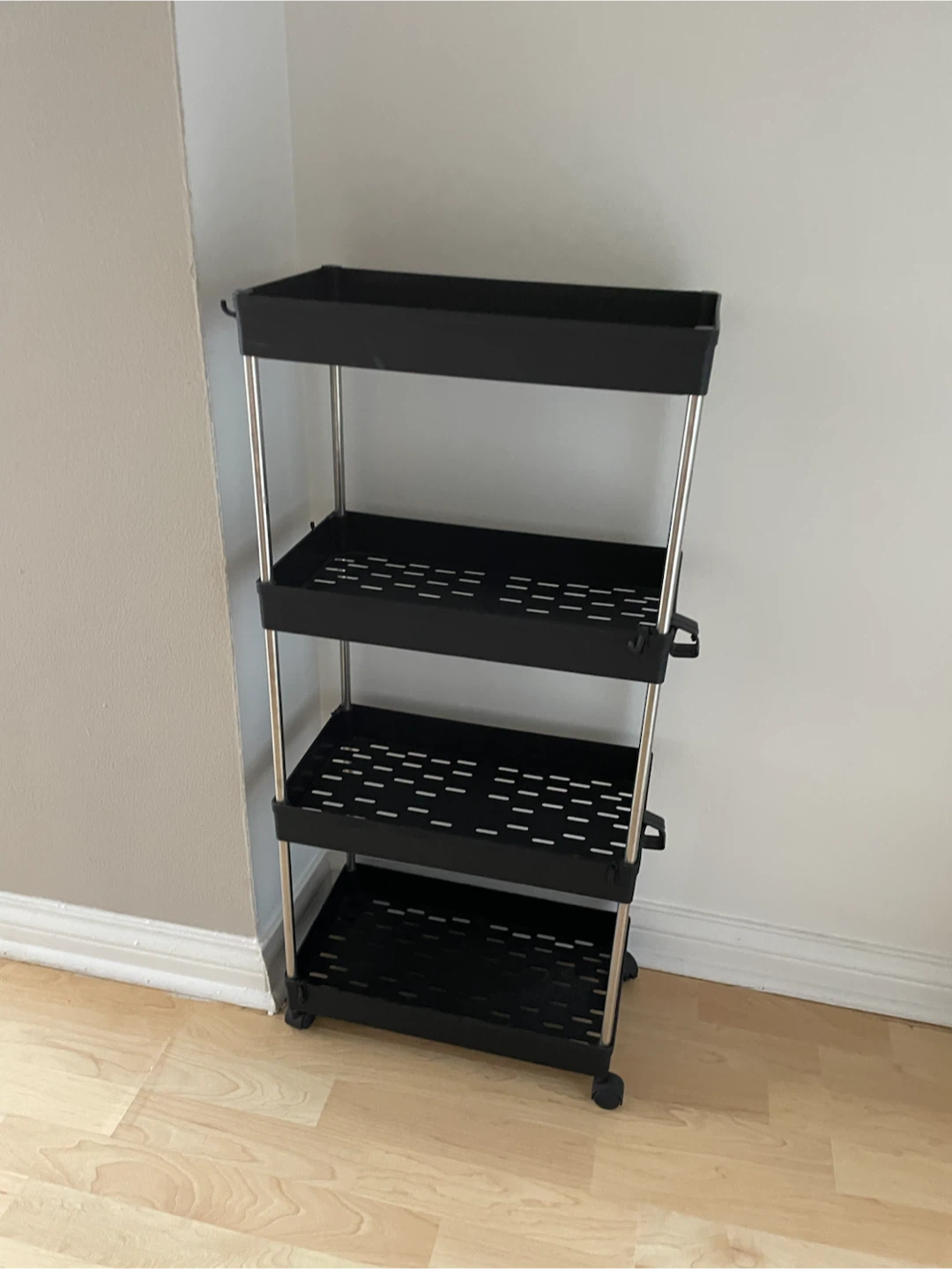 Black 4-Tier Rolling Storage Cart