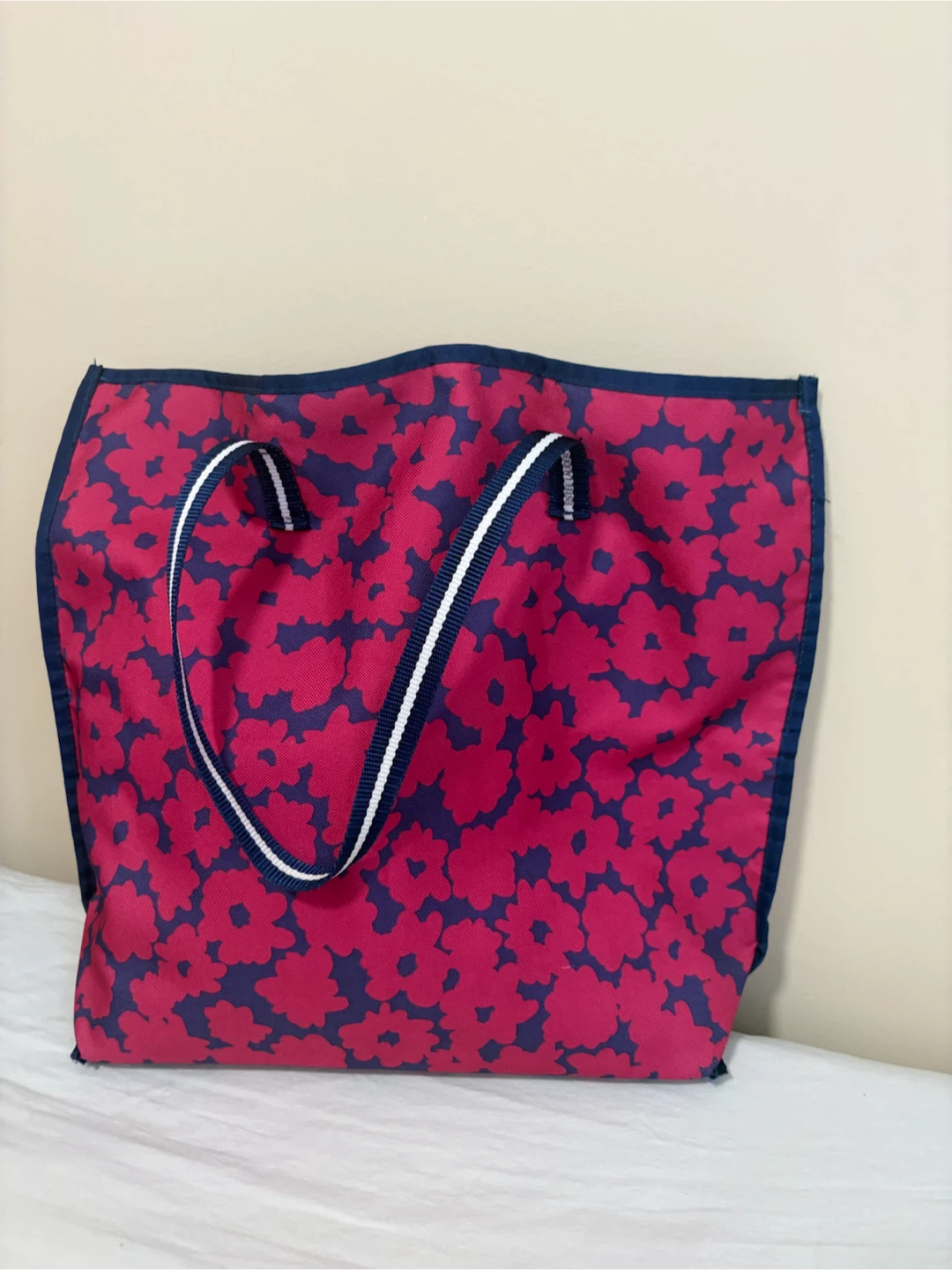 Red and Blue Floral Tote Bag