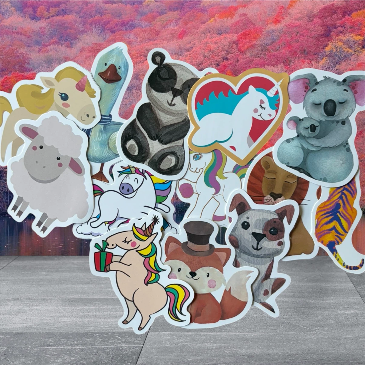 Cute Animal Stickers Pack - Unicorns, Foxes , Koalas & More! - photo 2