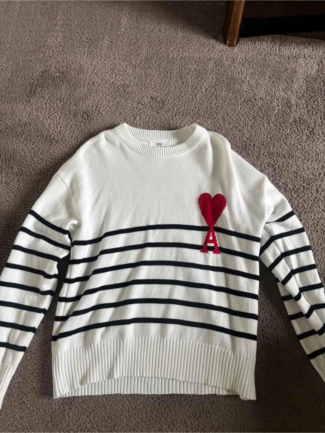 AMI White Striped Sweater