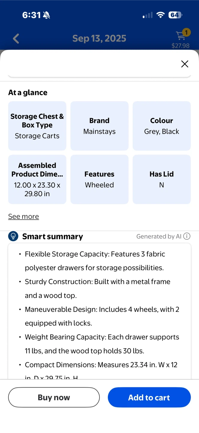 Mainstays 3 Drawer Fabric Storage - photo 3