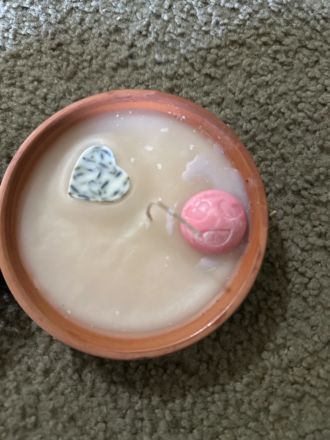 Handmade Ceramic Pot Candles with Pink Charms - photo 3
