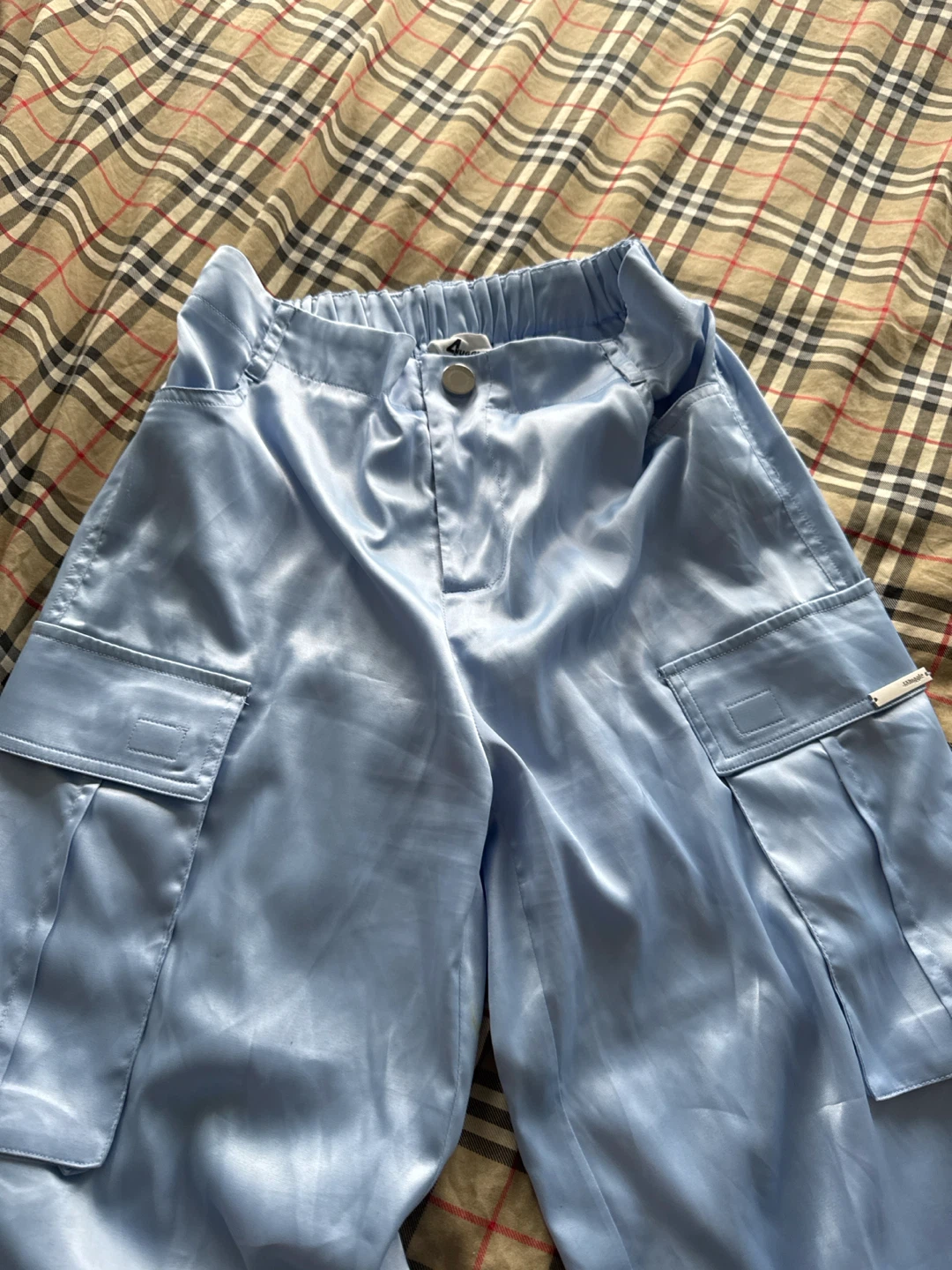 4MUGGLE Blue Satin Cargo Pants Size M - photo 2