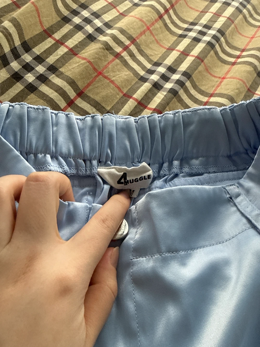 4MUGGLE Blue Satin Cargo Pants Size M - photo 3