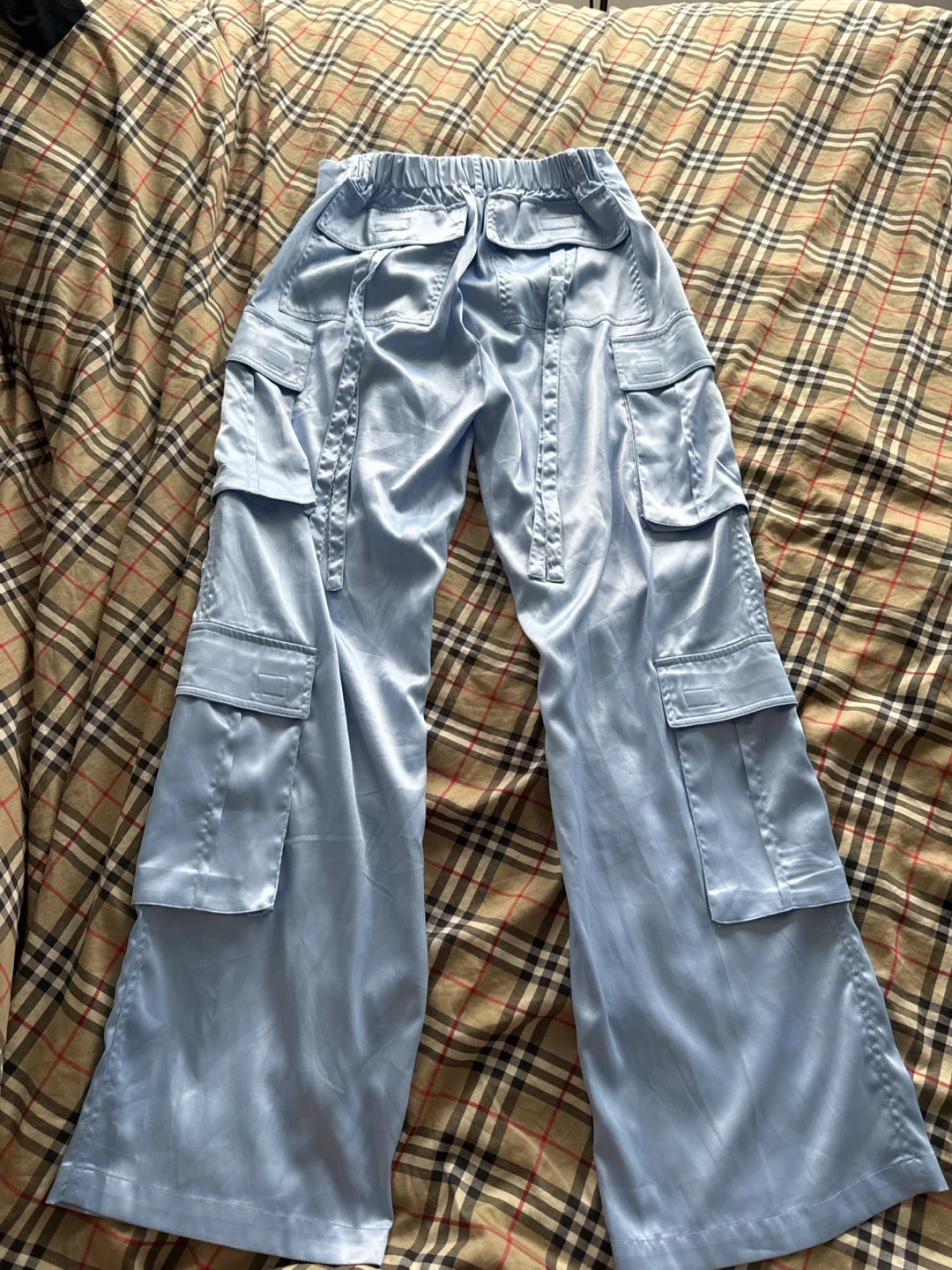 4MUGGLE Blue Satin Cargo Pants Size M - photo 4