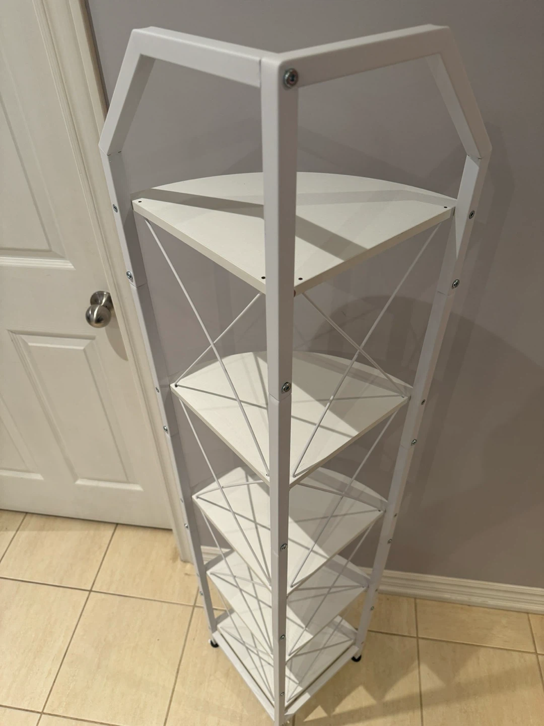 White 5-Tier Corner Shelf Unit - photo 2