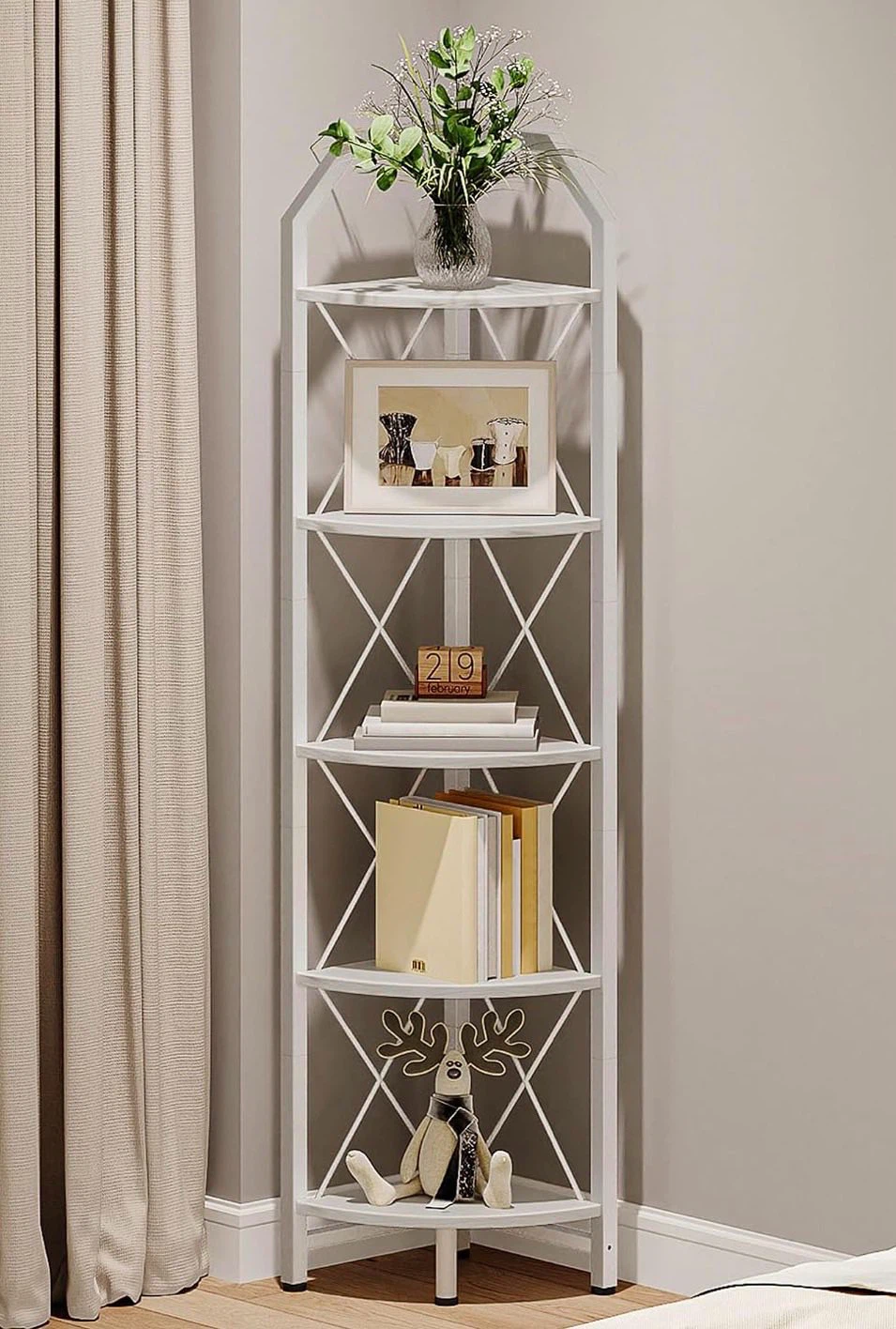White 5-Tier Corner Shelf Unit - photo 3