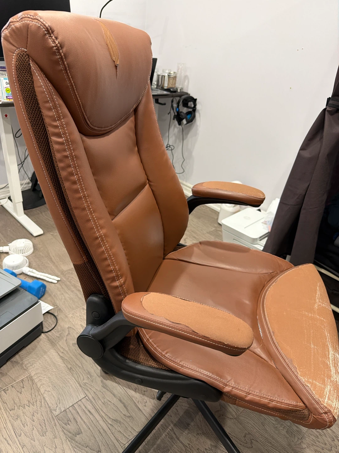 Brown Faux Leather Office Chair - photo 3