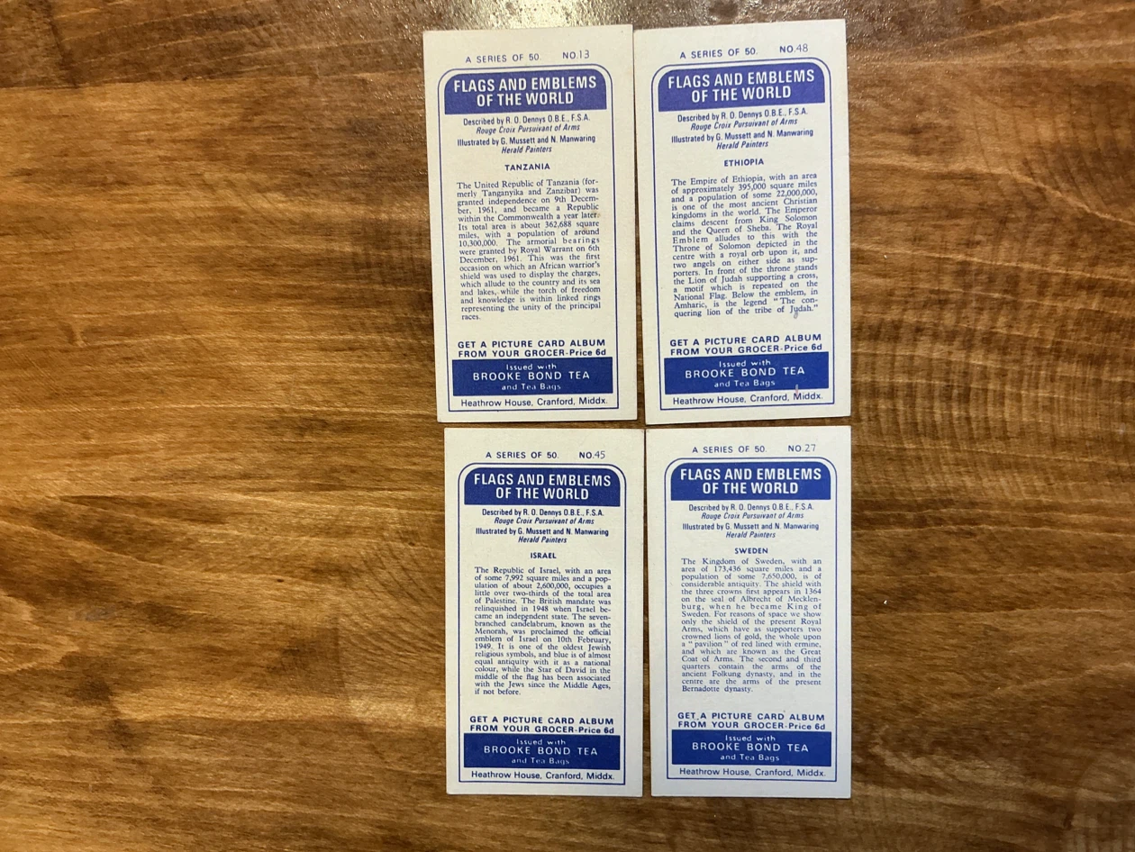 4. 1967 Brooke Bond Tea FLAGS & EMBLEMS of THE WORLD Cards - photo 2