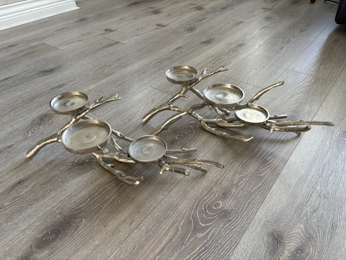 Set of 2 Silver Branch Candle Holders