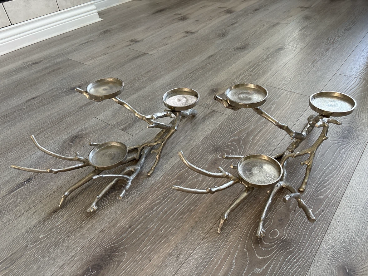 Set of 2 Silver Branch Candle Holders - photo 2