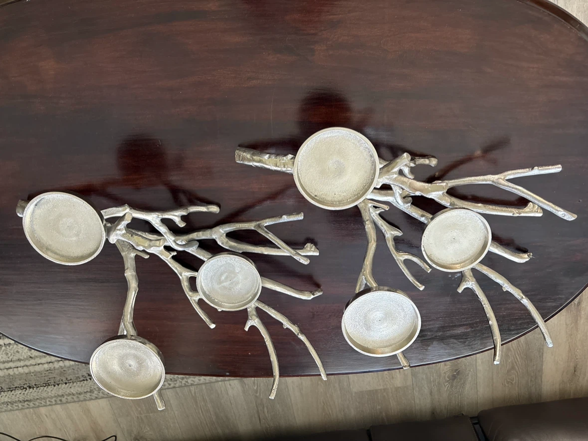 Set of 2 Silver Branch Candle Holders - photo 3