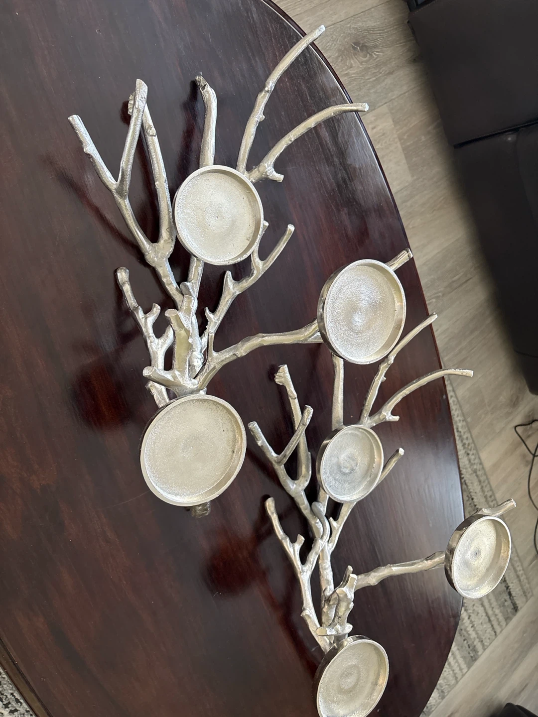 Set of 2 Silver Branch Candle Holders - photo 4