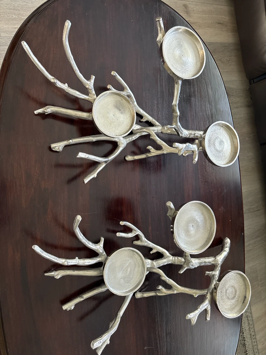 Set of 2 Silver Branch Candle Holders - photo 5