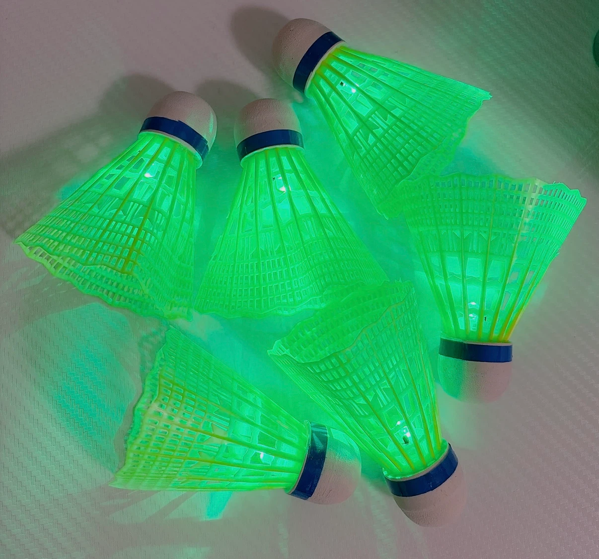 Set of 6 LED Badminton Shuttlecocks - Glow in the Dark