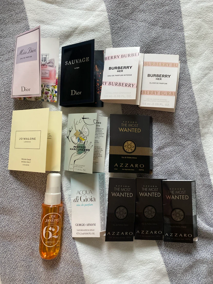 Assorted Perfume Samplers (Dior, Burberry, Azzaro, Jo Malone)
