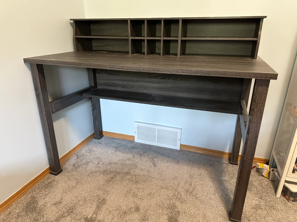 Dark Wood Desk with Hutch
