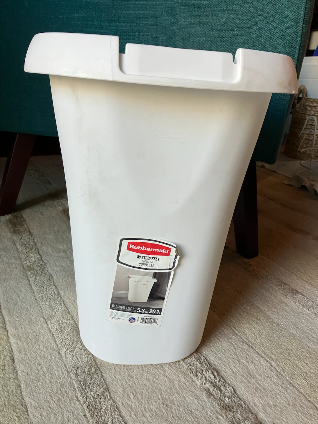 Rubbermaid Wastebasket 5.3 Gallon White - photo 2