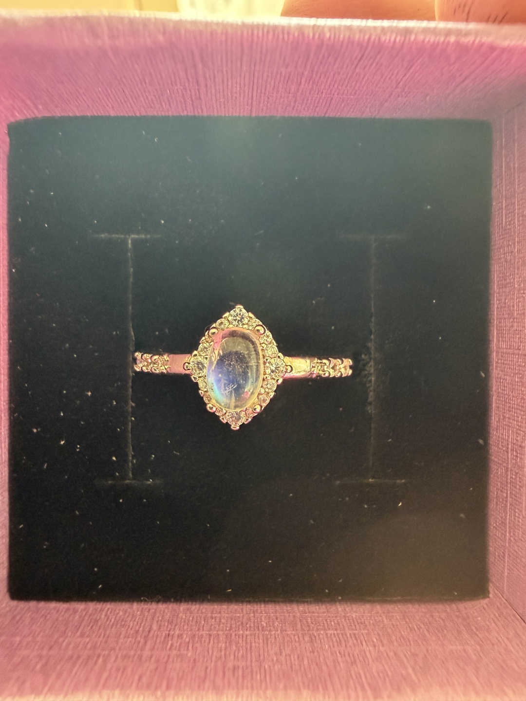 Oval Moonstone Ring with Pave Accents - photo 2