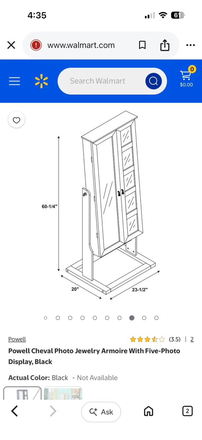 Powell Cheval Photo Jewelry Armoire with Five-Photo Display - photo 4