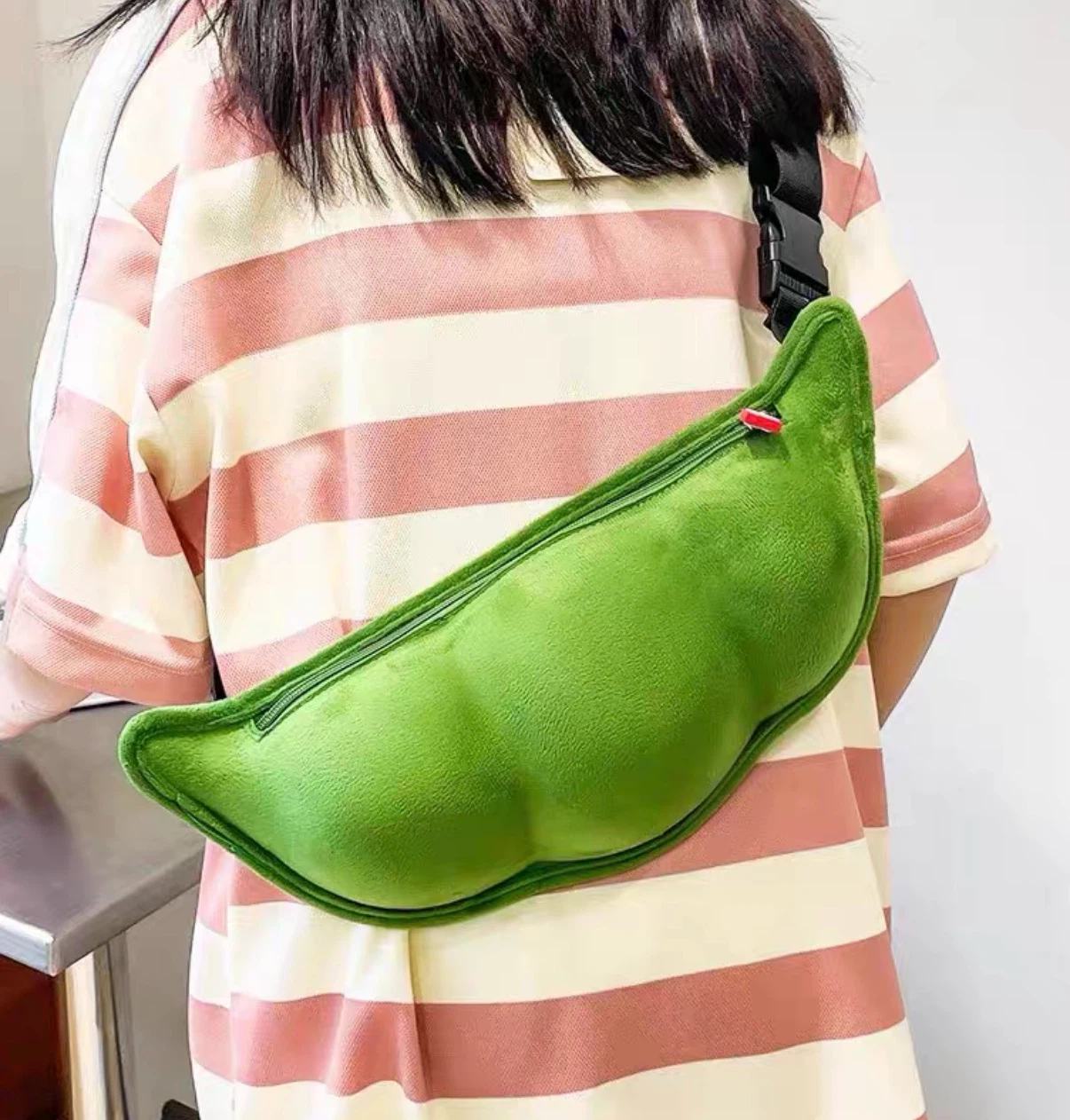 Green Pea Pod Plush Fanny Pack