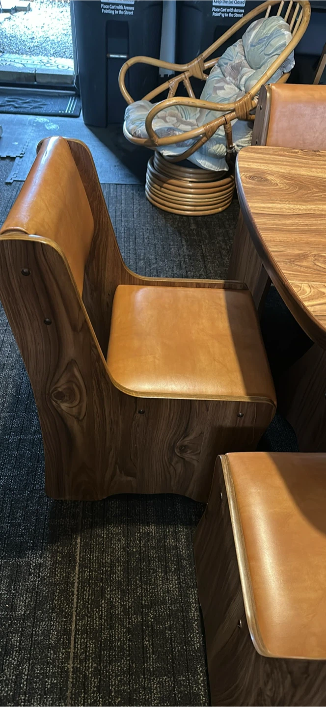 Wooden Booth Dining Set with Faux Leather Seats - photo 2