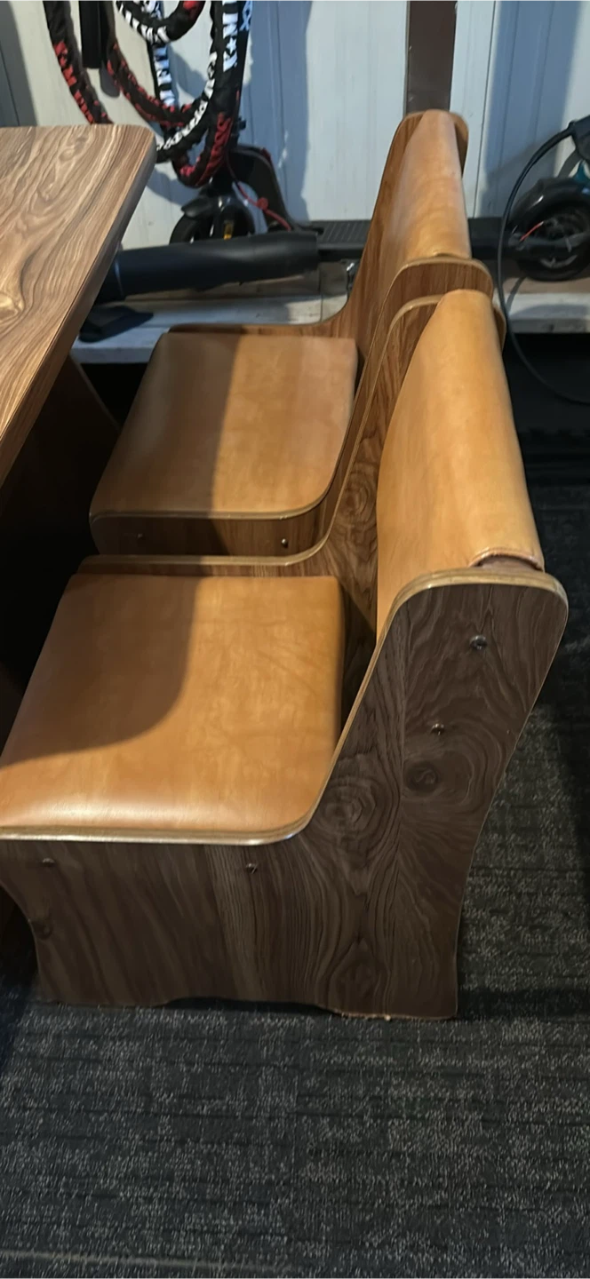 Wooden Booth Dining Set with Faux Leather Seats - photo 3