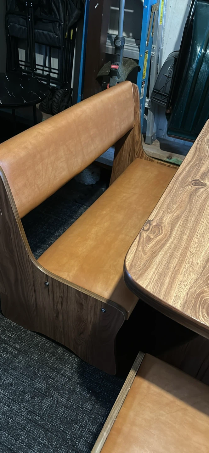 Wooden Booth Dining Set with Faux Leather Seats - photo 4