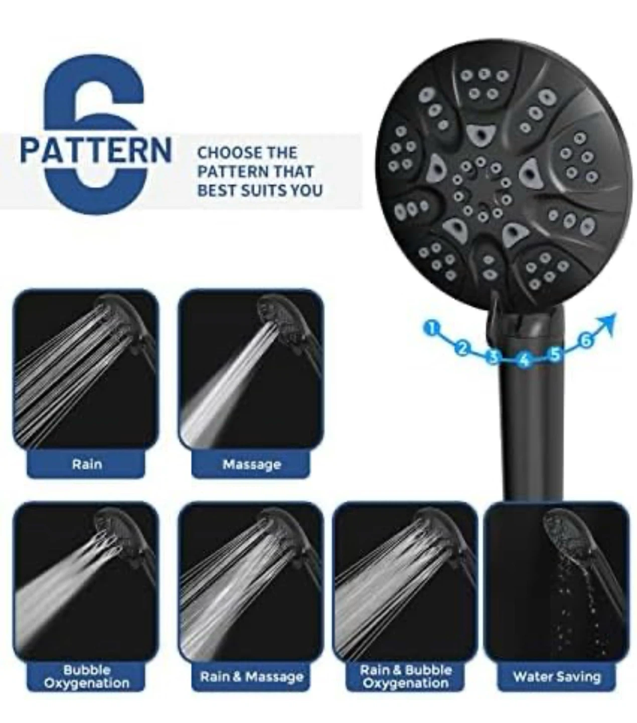 BRAND NEW !!!! 6-Mode High Pressure Handheld Shower Head - photo 4