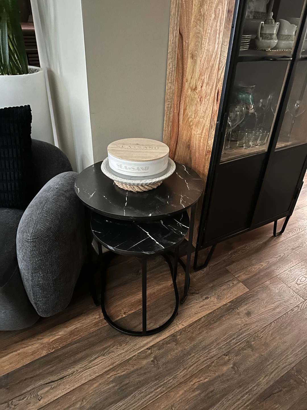 Nesting Side Tables - Black Marble Effect - photo 4