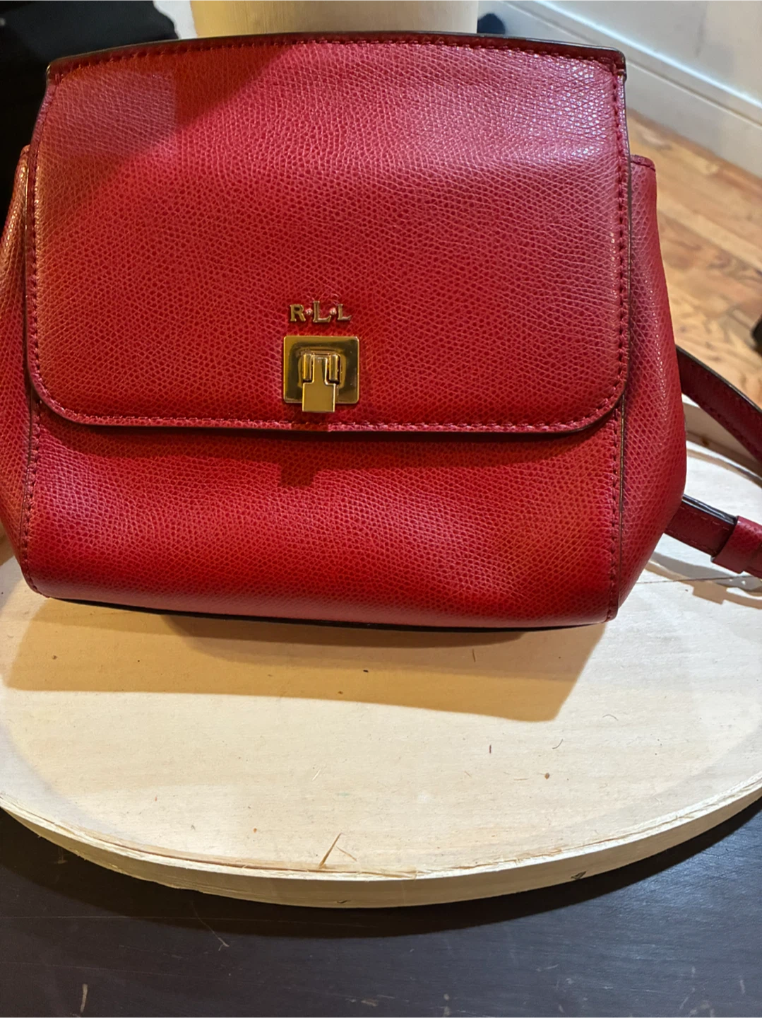 Ralph Lauren RLL Red Leather Crossbody Bag