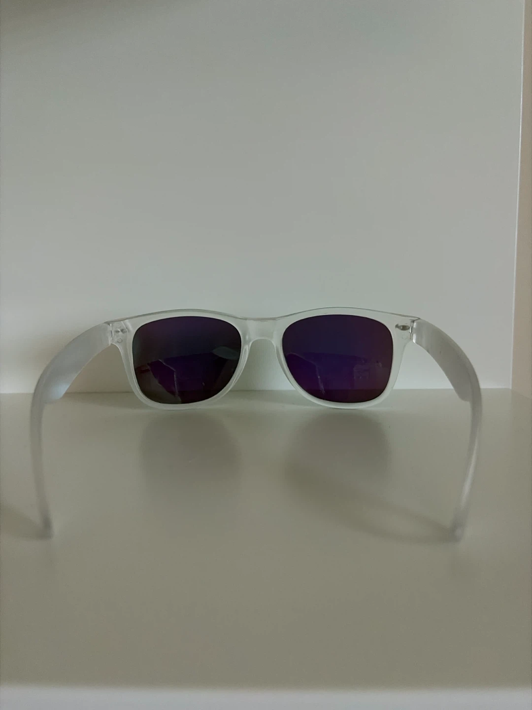 Clear Frame Sunglasses with Green/Blue Mirrored Lenses - photo 3