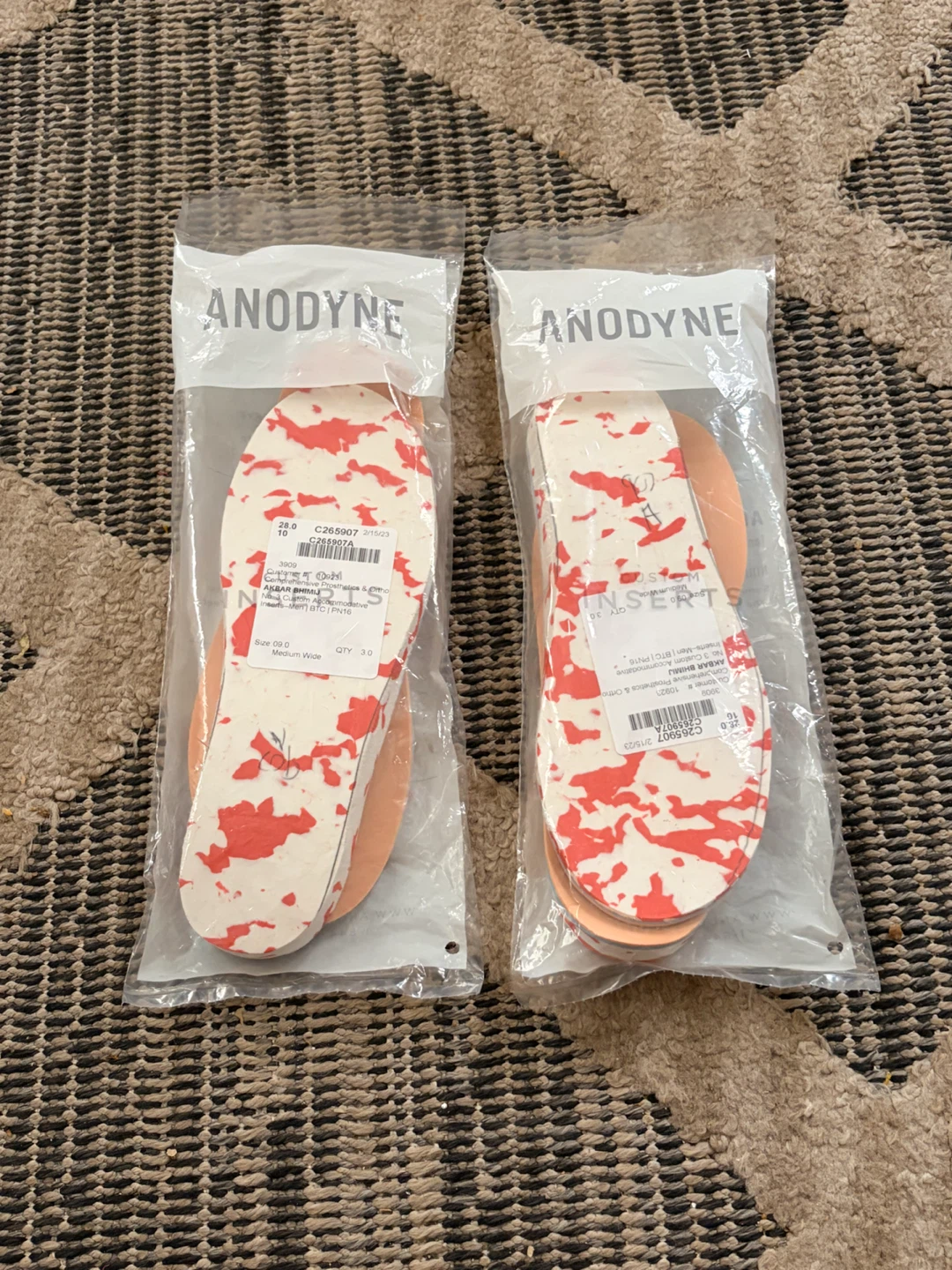 Anodyne Custom Accommodative Inserts Size 09.0 Medium Wide