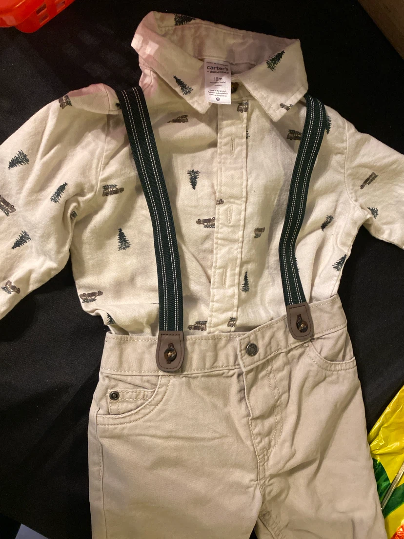 Carter's Baby Boys 18m Shirt and Pants Set with Suspenders